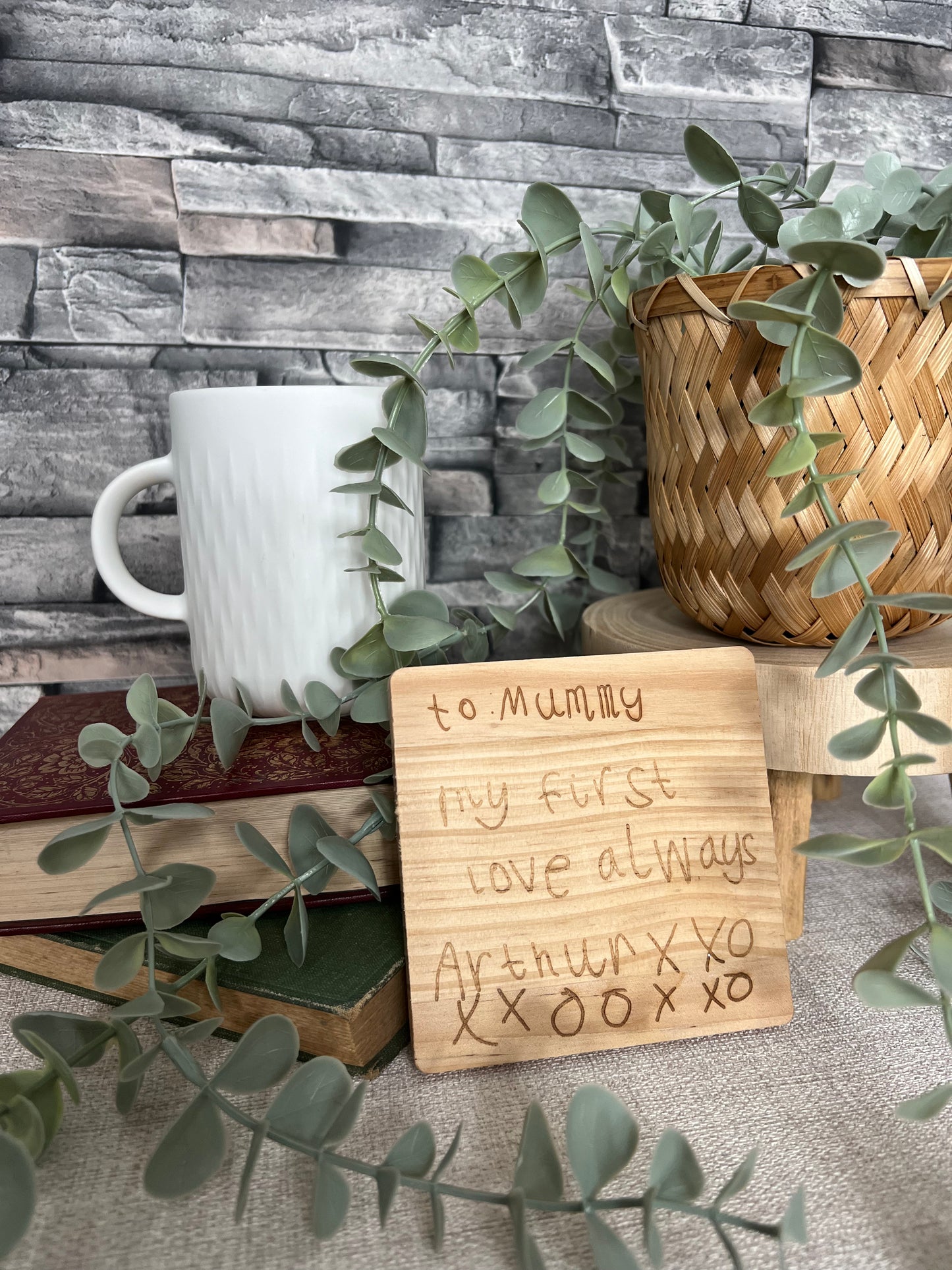 Handwriting wooden engraved coaster (personalised)