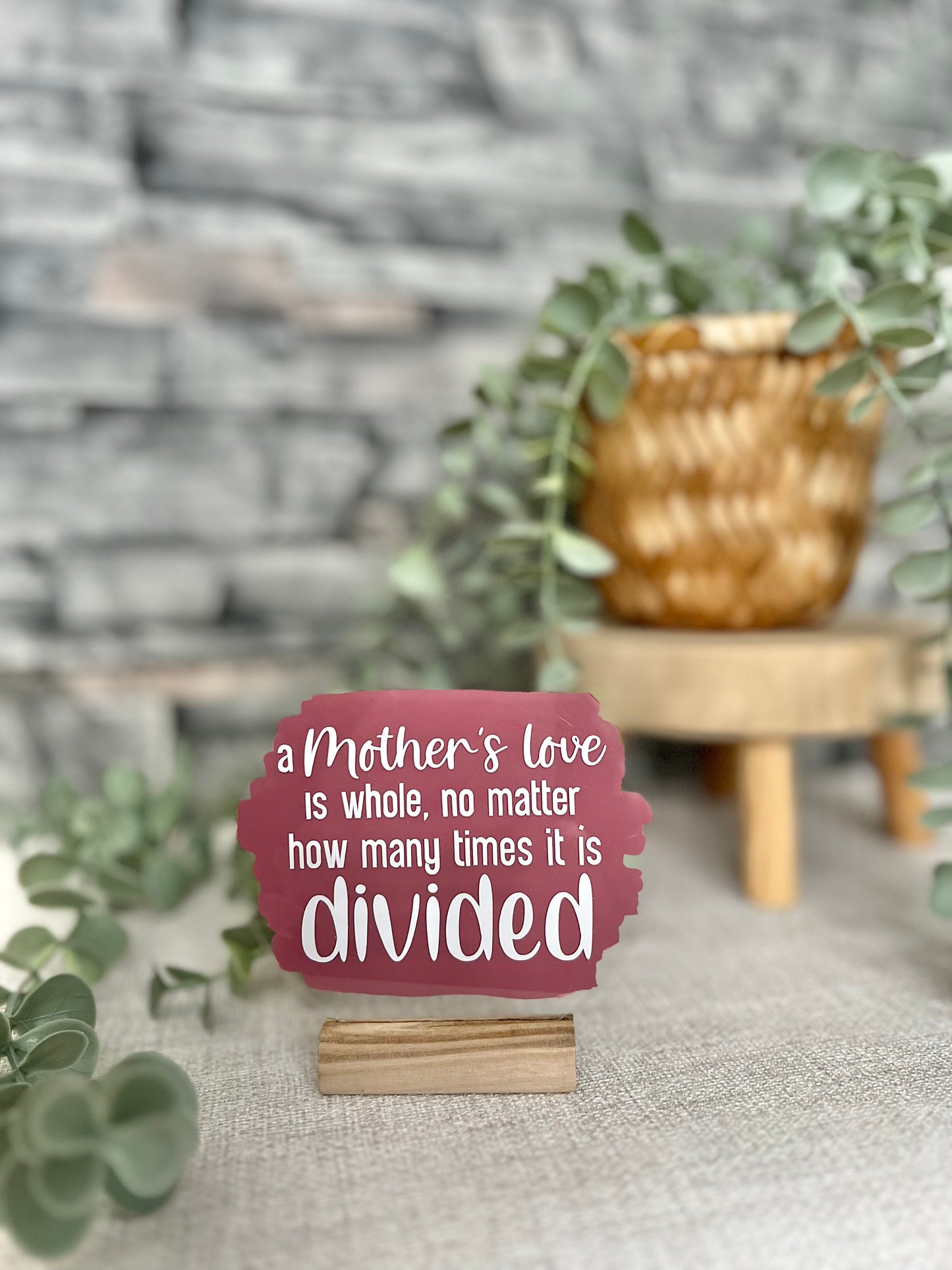 A mother's love is whole acrylic plaque