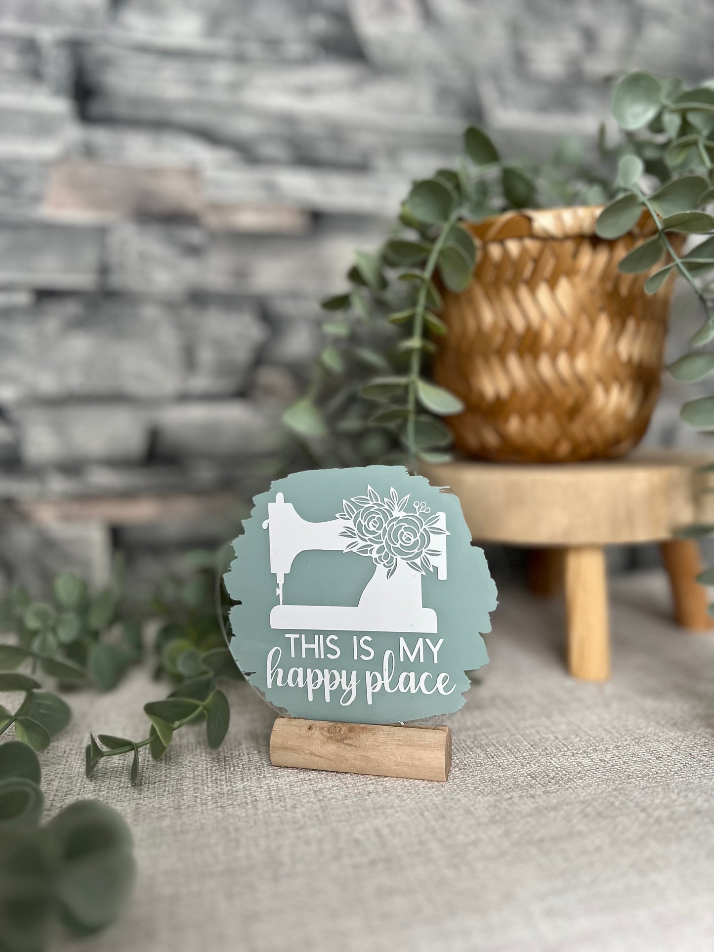 Sewing happy place acrylic plaque