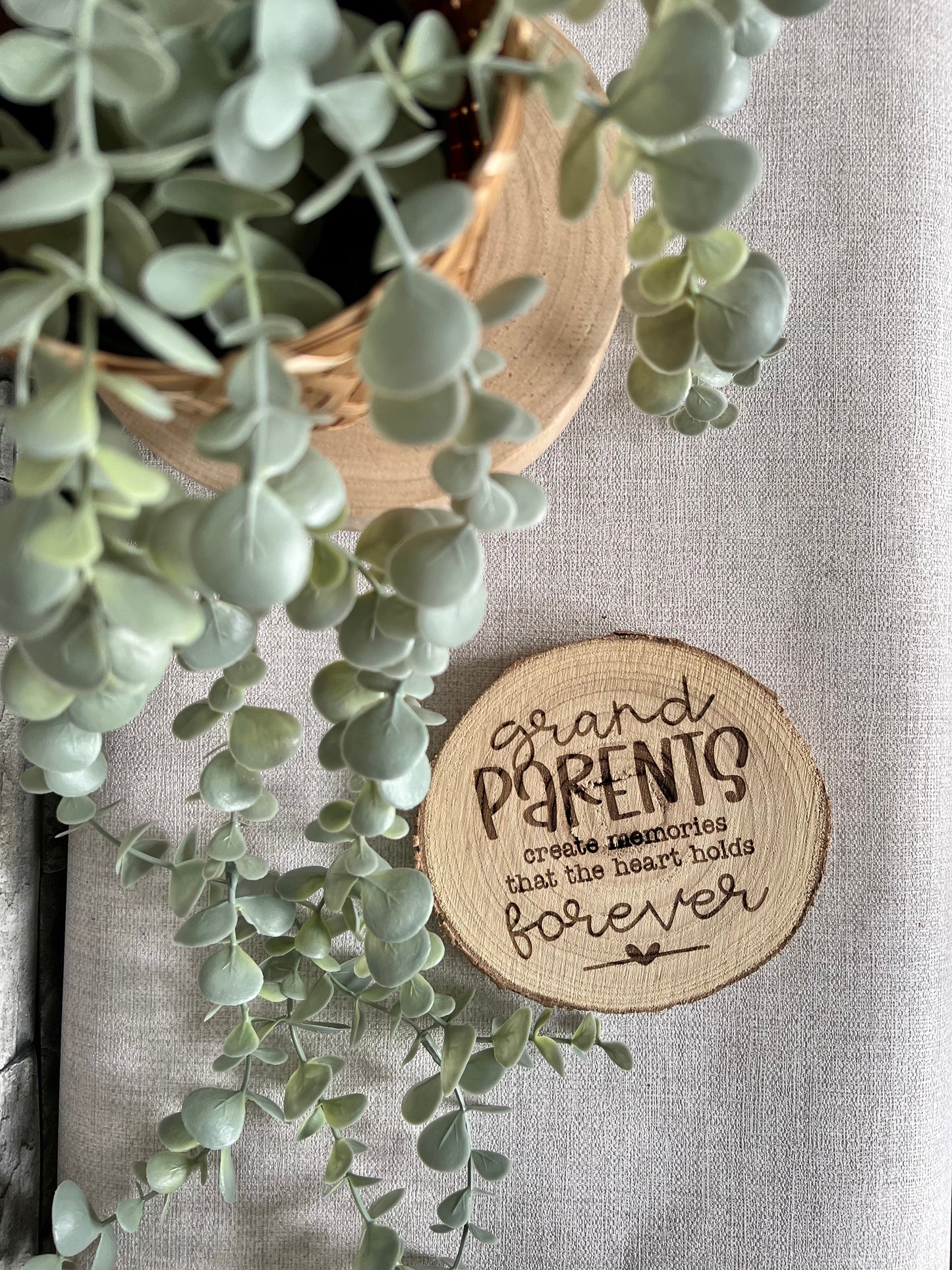 Grandparents create memories engraved wooden pot stand