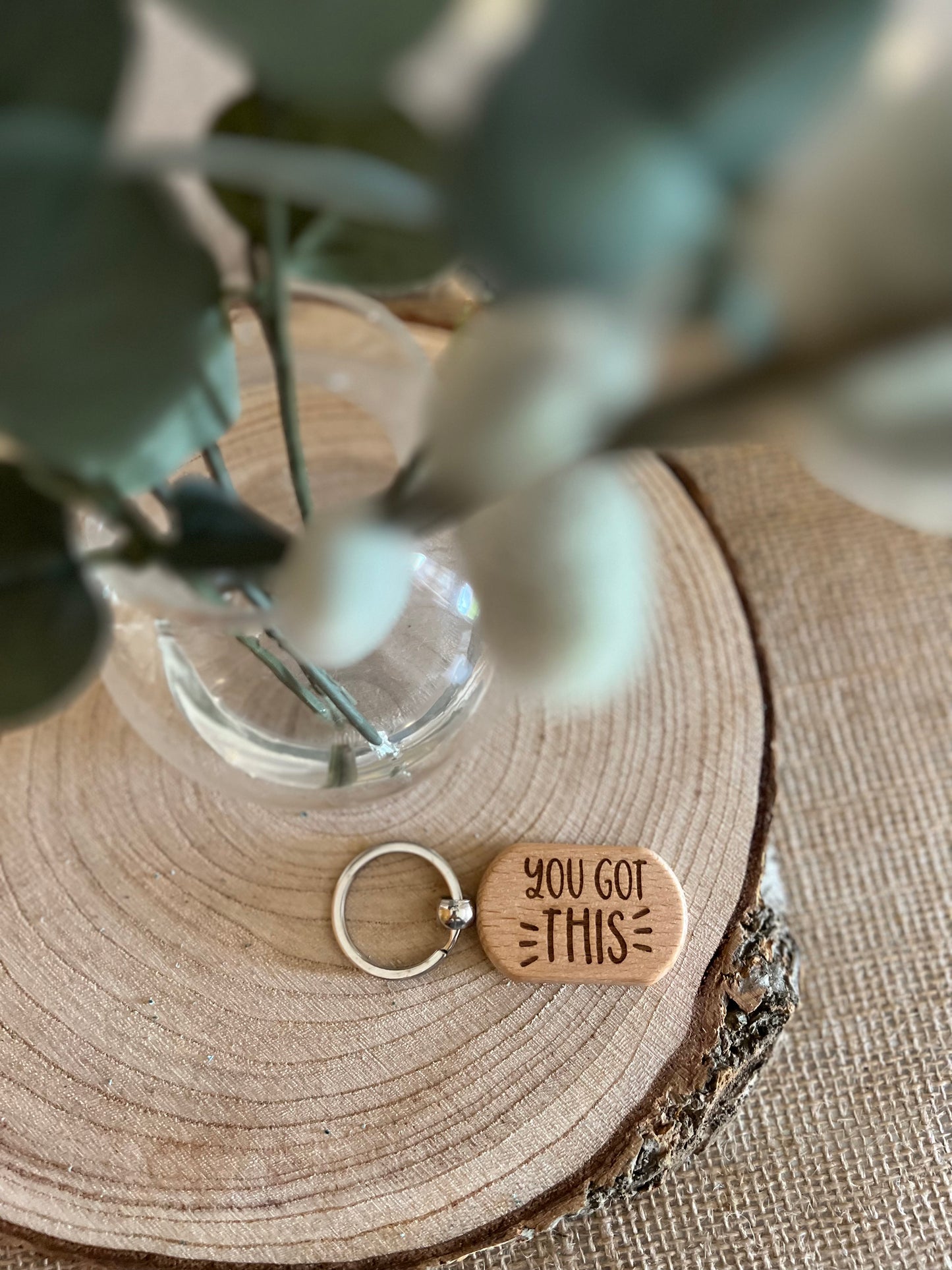 You got this engraved wooden keyring