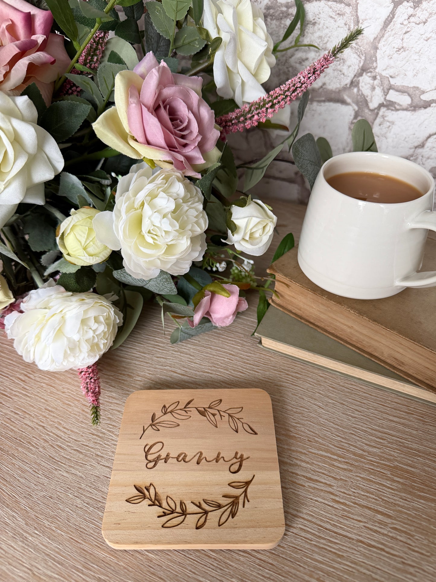 Granny engraved wooden coaster