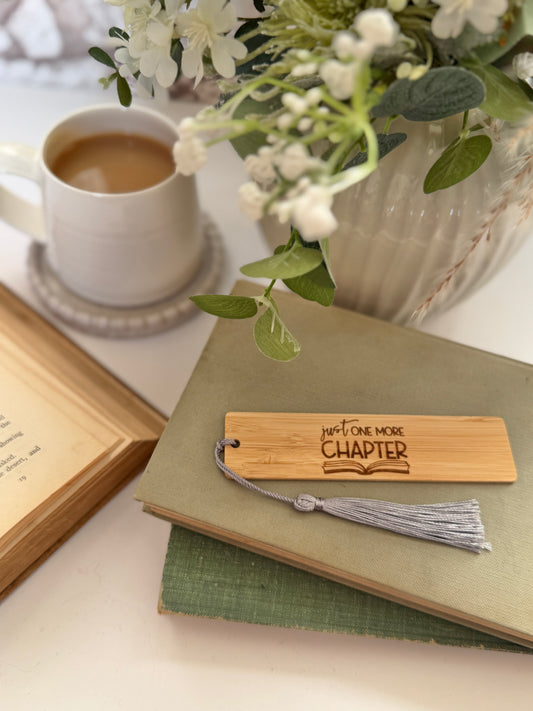 One more chapter wooden engraved bookmark