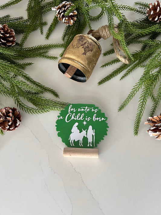 For unto us a child is born acrylic plaque