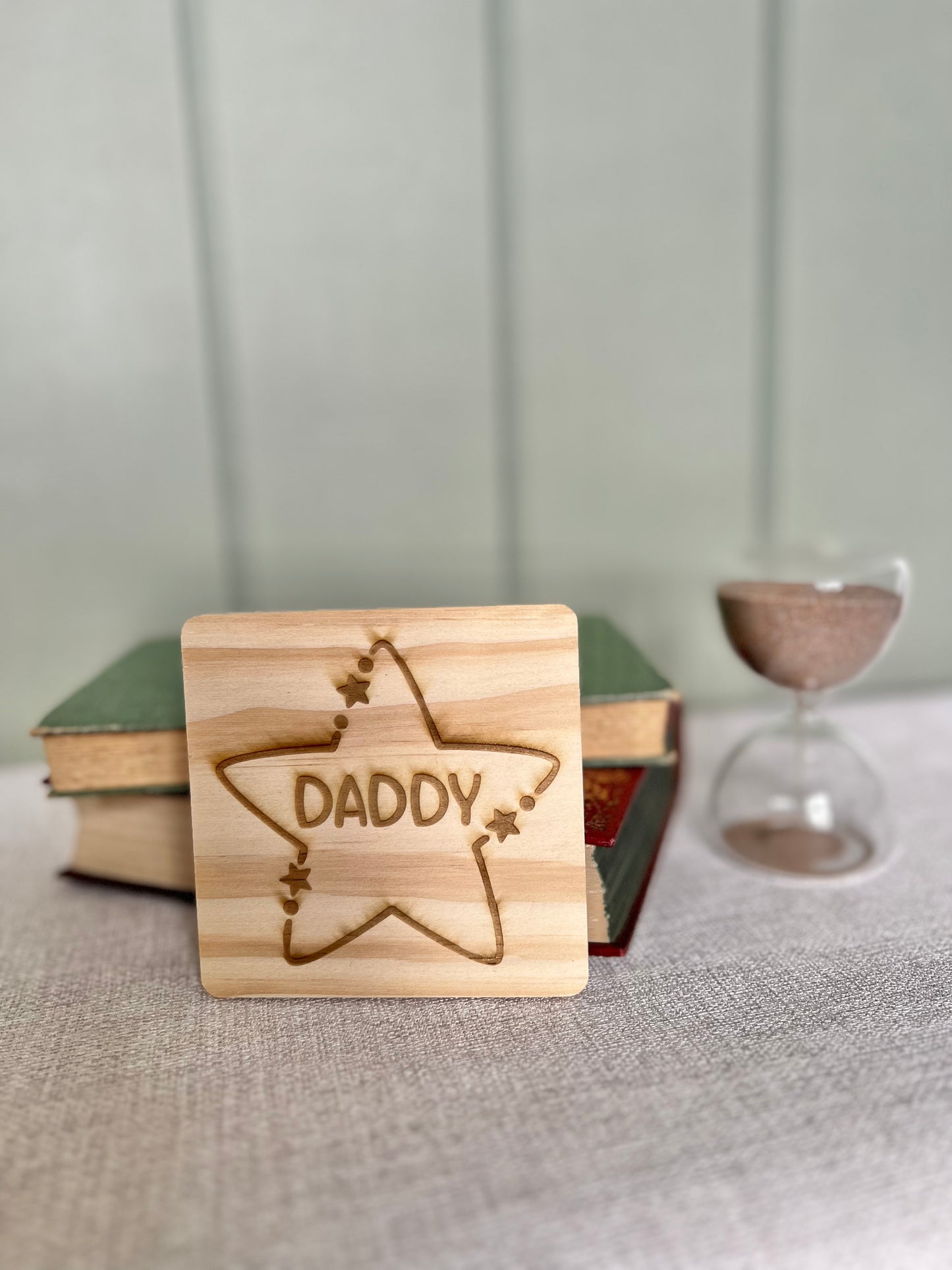 Daddy engraved wooden coaster