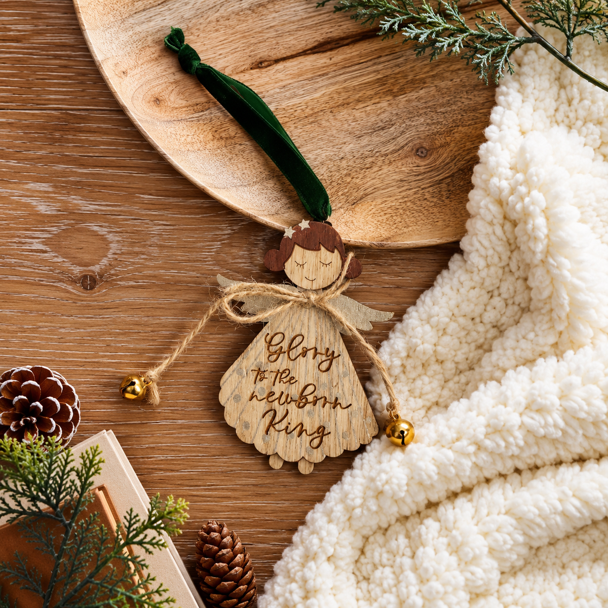 Wooden Angel Christmas Tree Decoration – Choice of 4 Designs