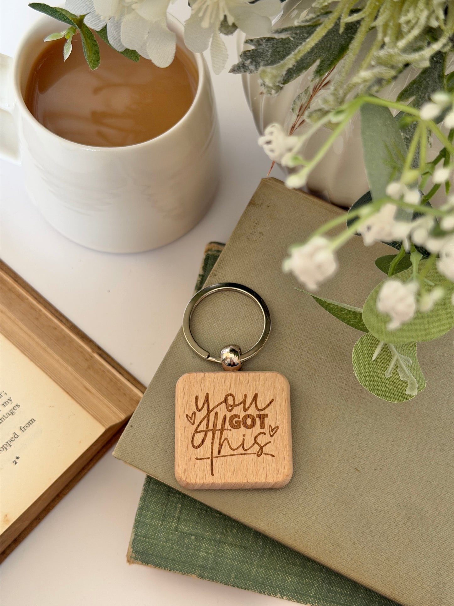 You got this engraved wooden keyring