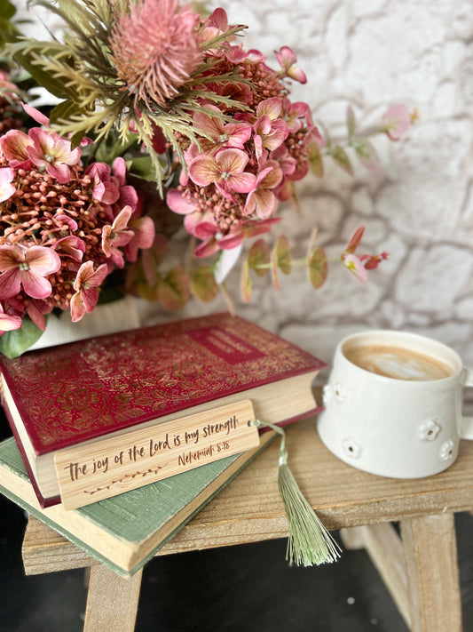 Joy of the Lord wooden engraved bookmark