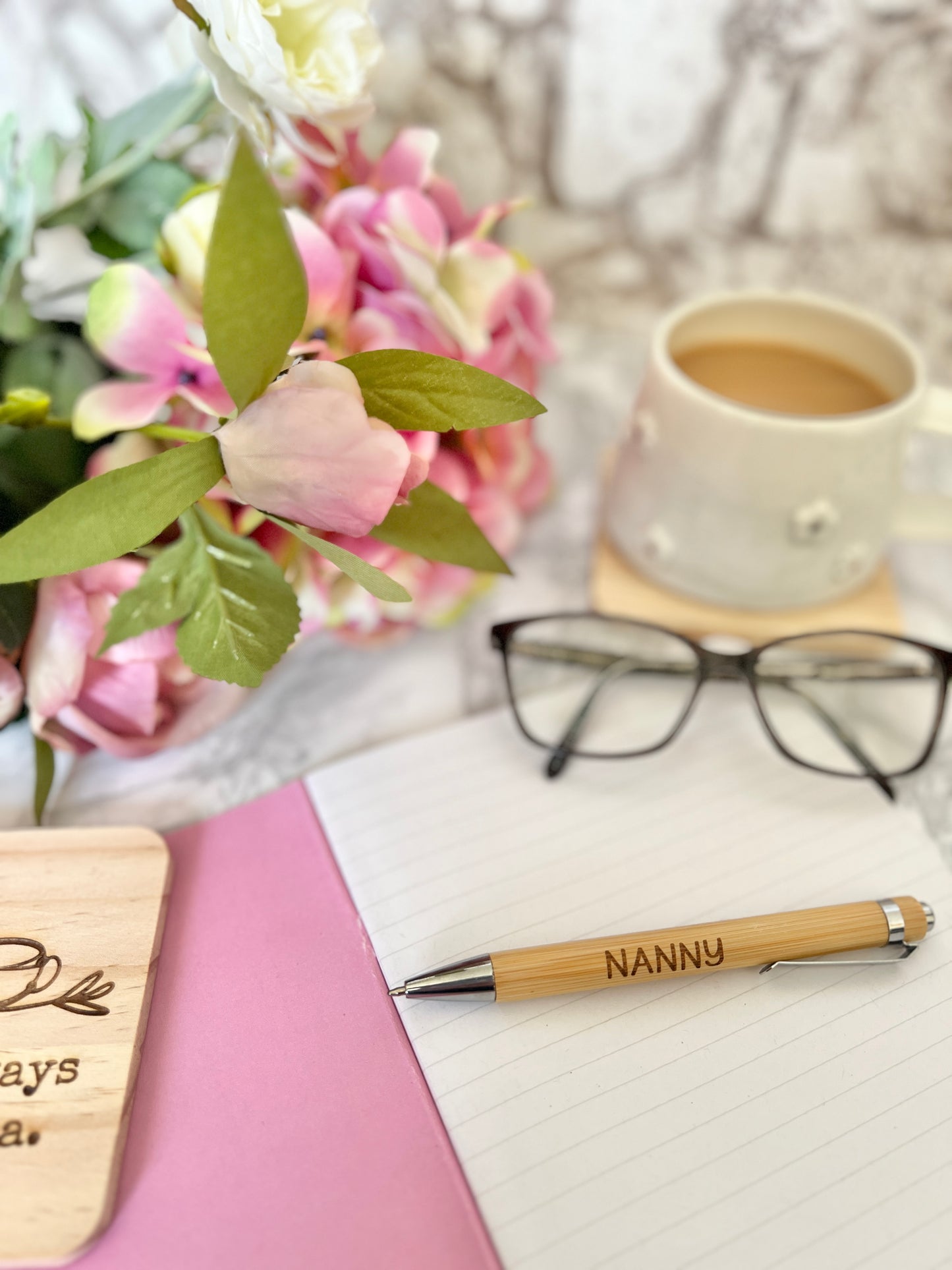 Nanny engraved bamboo pen