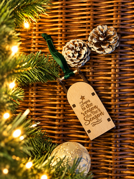 Wooden Sleigh Christmas Tree Decoration - choice of 16 designs