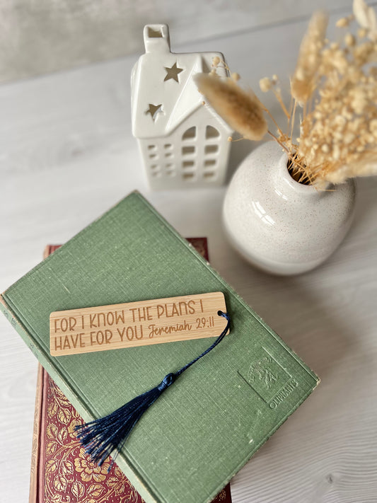 For I know the plans (Jeremiah 29 v 11) wooden engraved bookmark