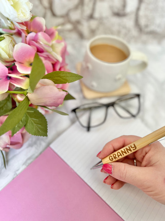 Granny engraved bamboo pen