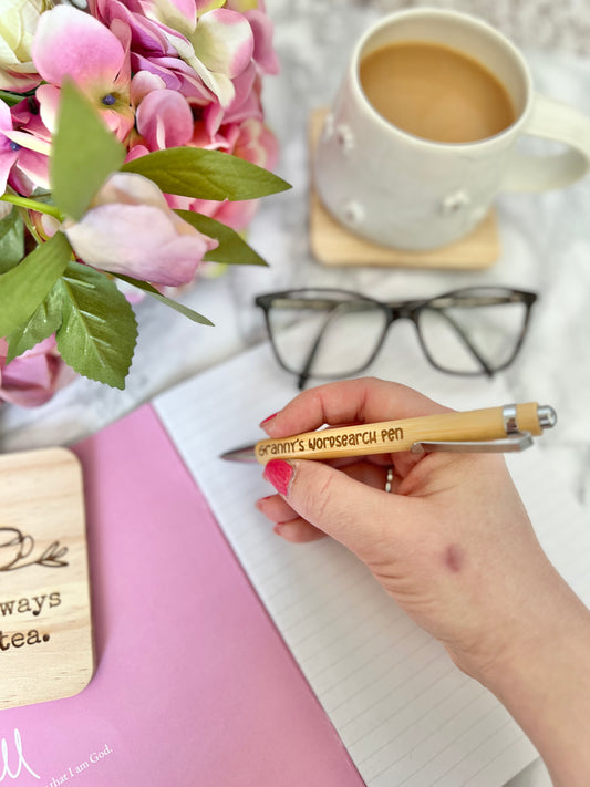 Granny’s wordsearch pen (engraved bamboo pen)