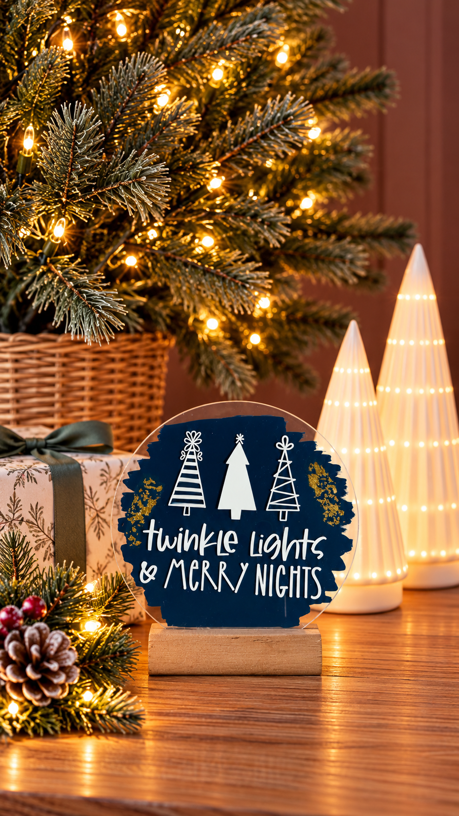 Twinkle Lights & Merry Nights Christmas Acrylic Plaque