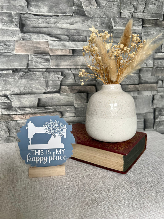 Sewing happy place acrylic plaque