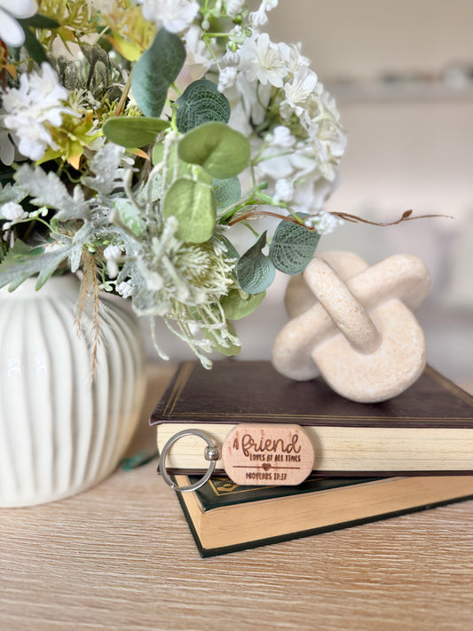 A friend loves at all times engraved keyring