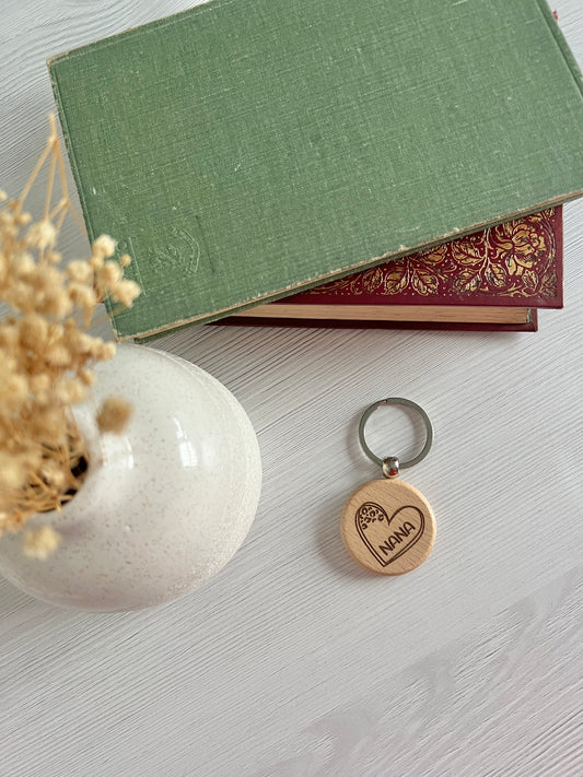 Nana heart engraved keyring