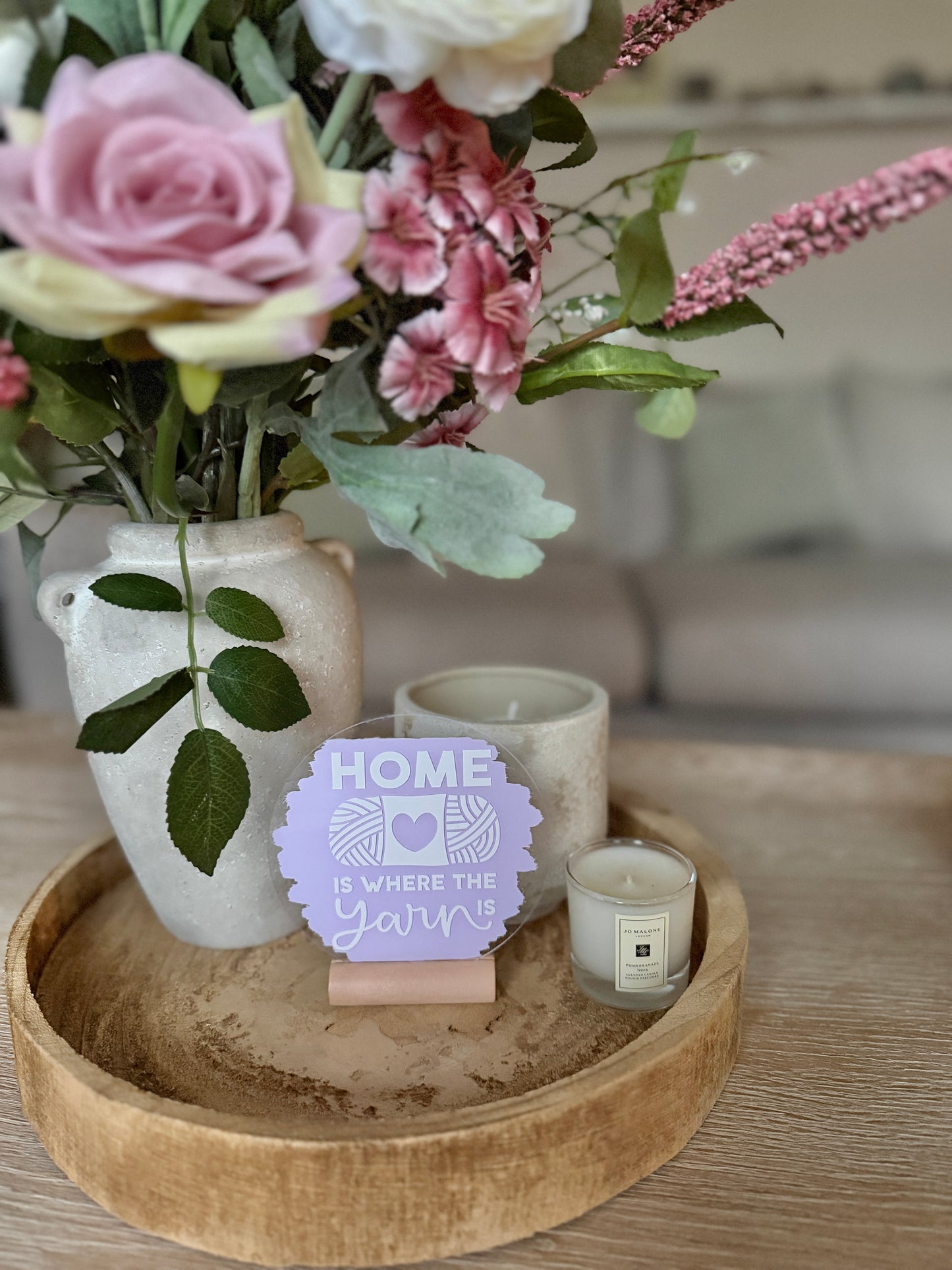 Home is where the yarn is acrylic plaque