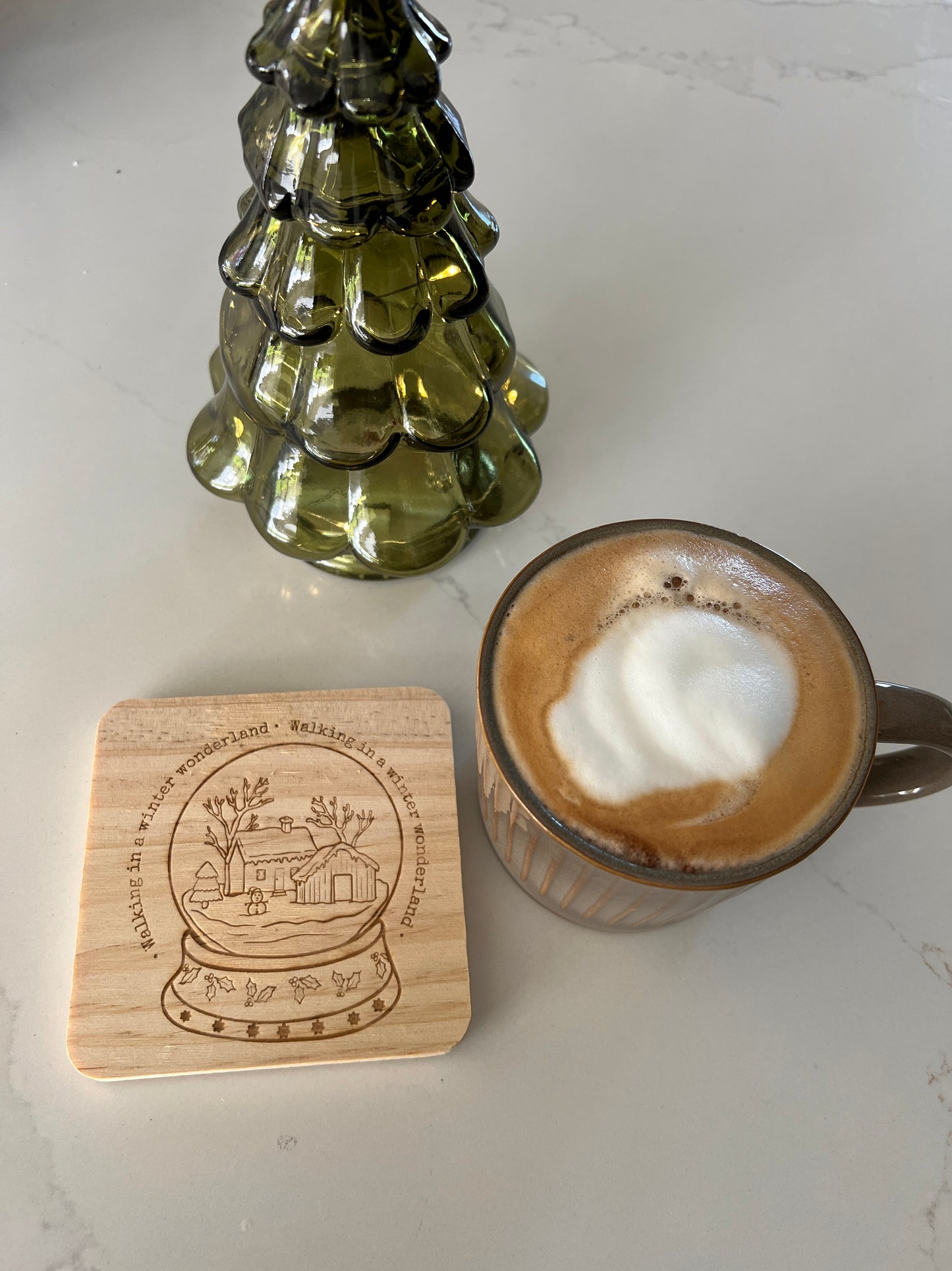 Walking in a winter wonderland wooden engraved coaster