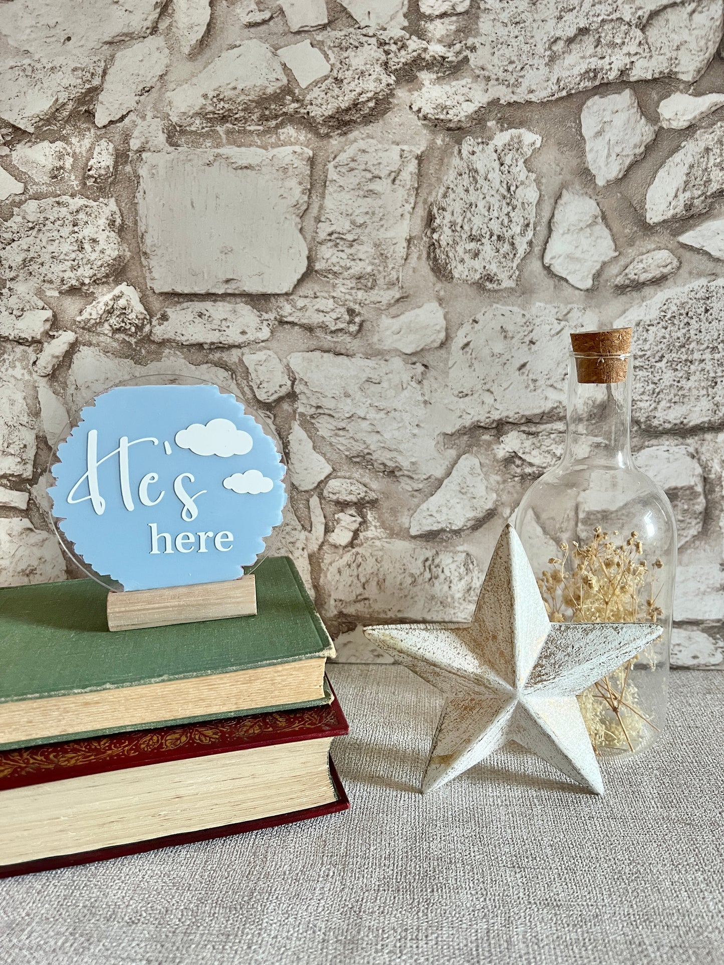 Baby announcement double sided plaque