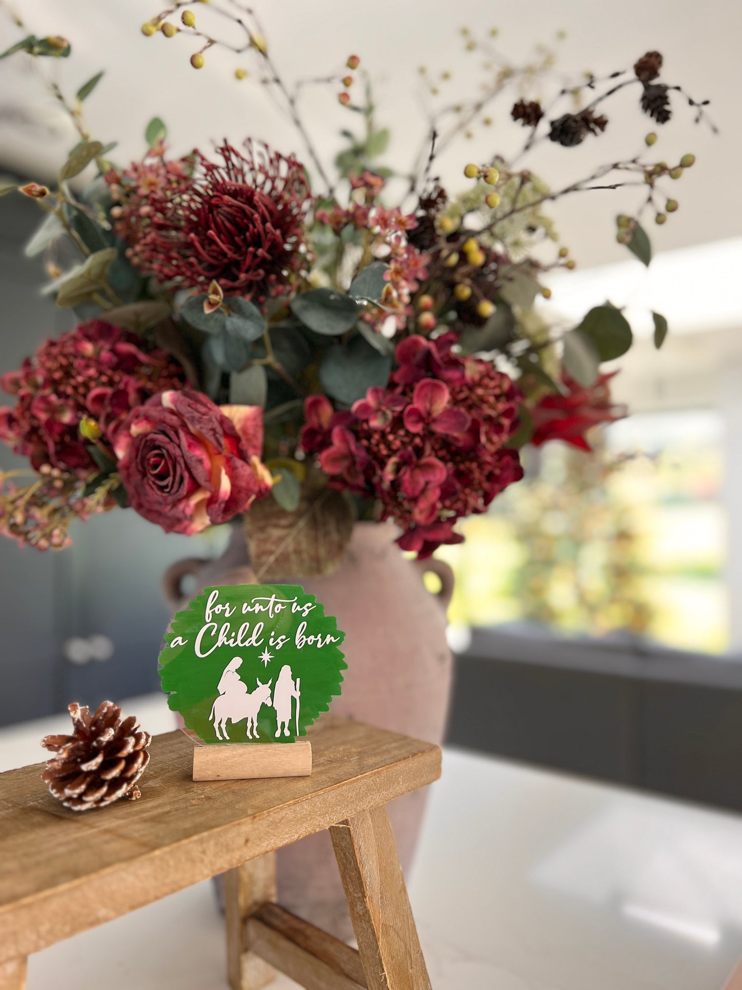 For unto us a child is born acrylic plaque