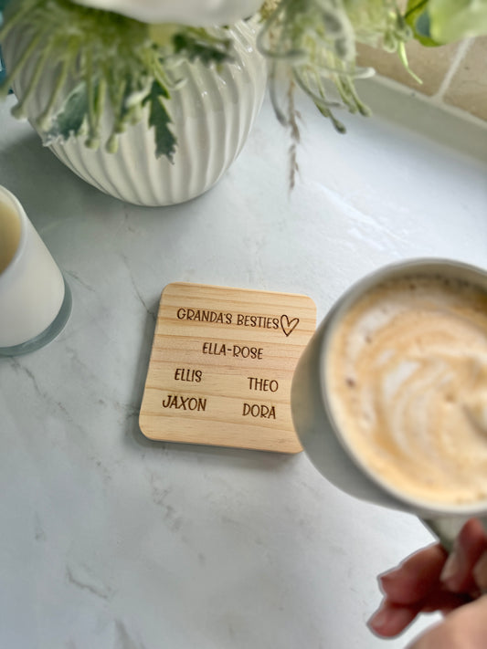 Design your own engraved wooden coaster (text only) – Personalised – product view 2
