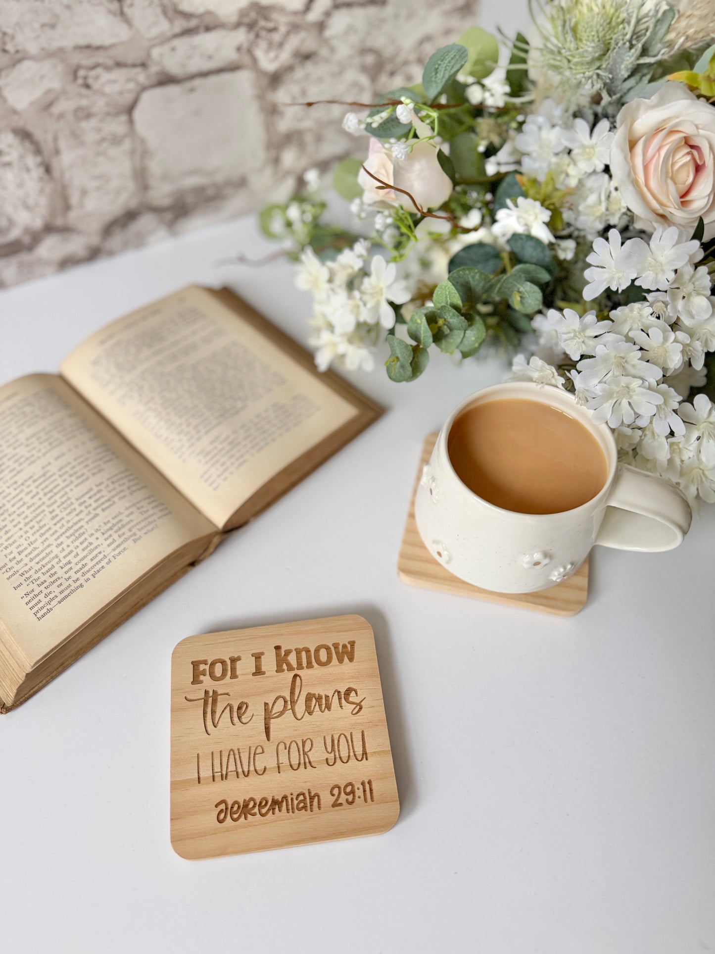 Jeremiah 29:11 engraved wooden coaster
