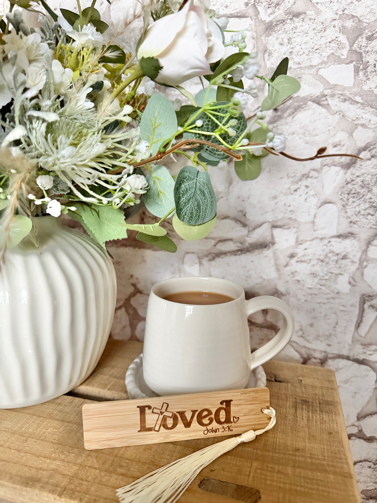 Loved John 3 : 16 engraved wooden bookmark