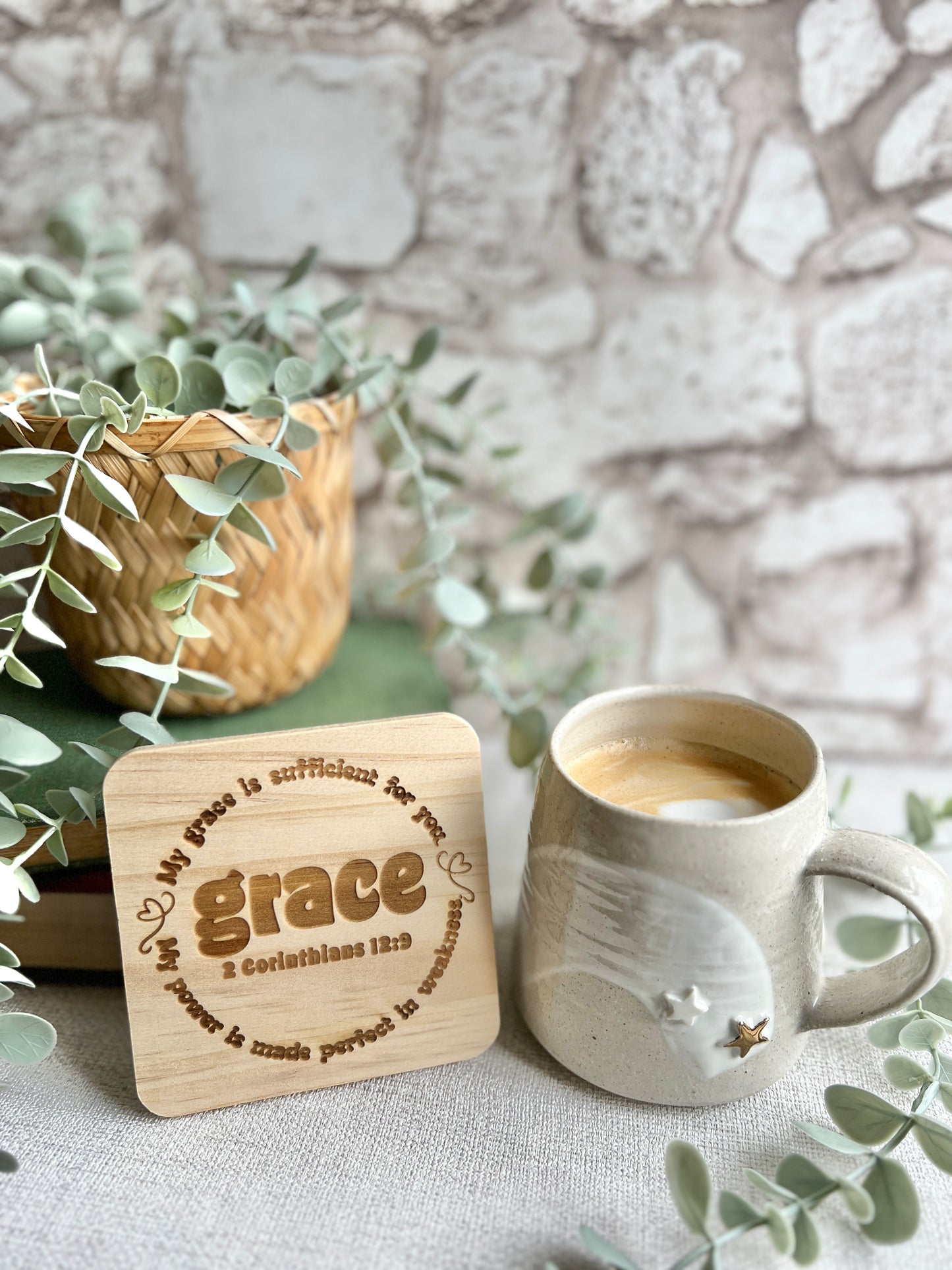 Grace engraved wooden coaster