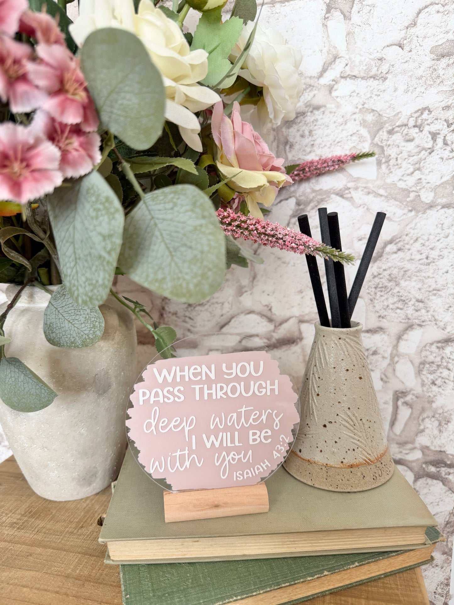 When you pass through deep waters acrylic plaque