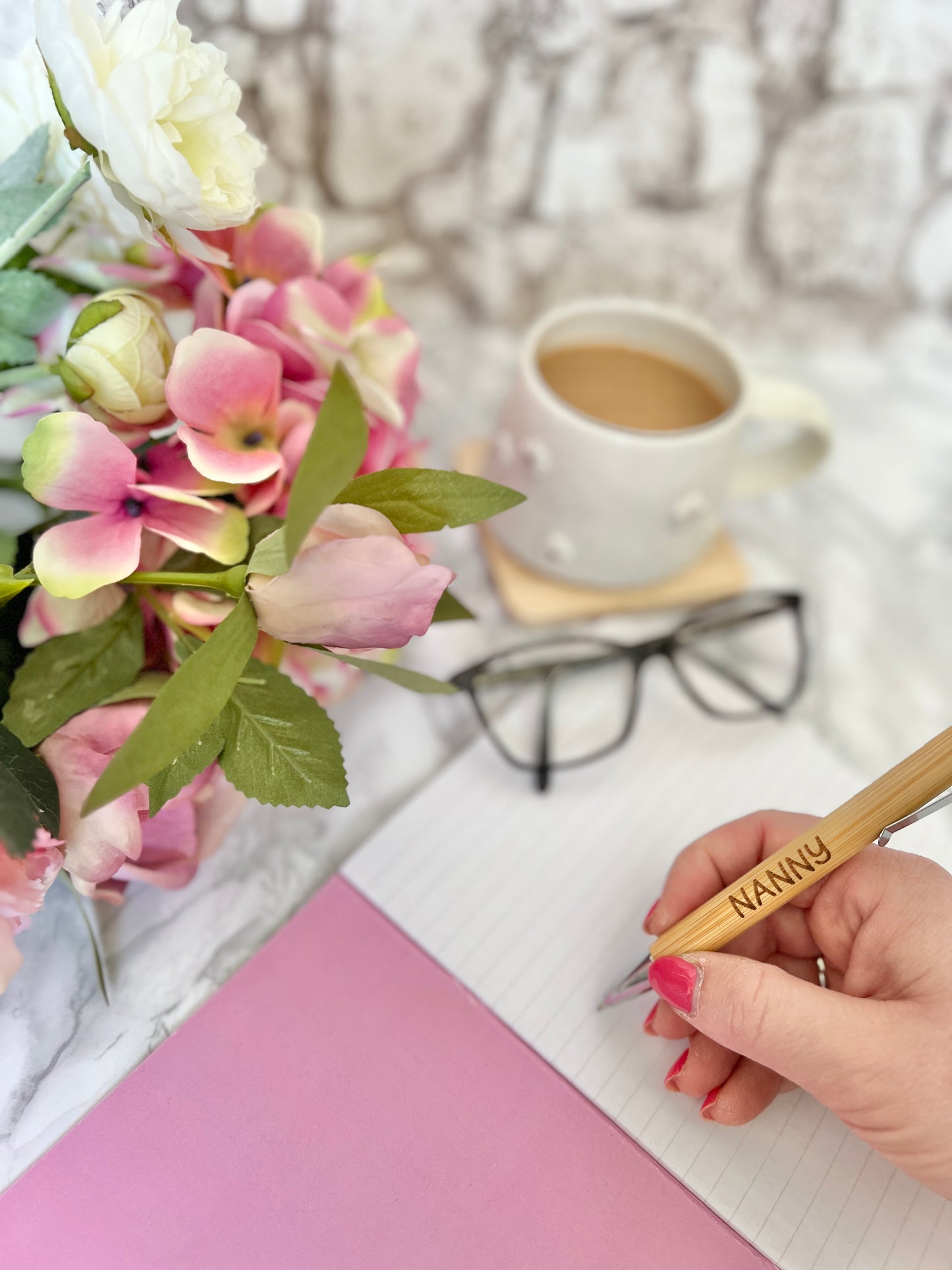 Nanny engraved bamboo pen