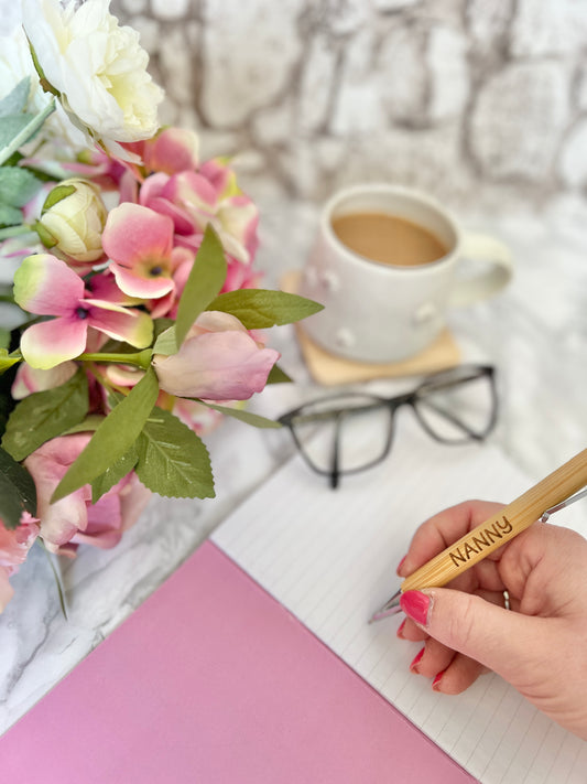 Nanny engraved bamboo pen