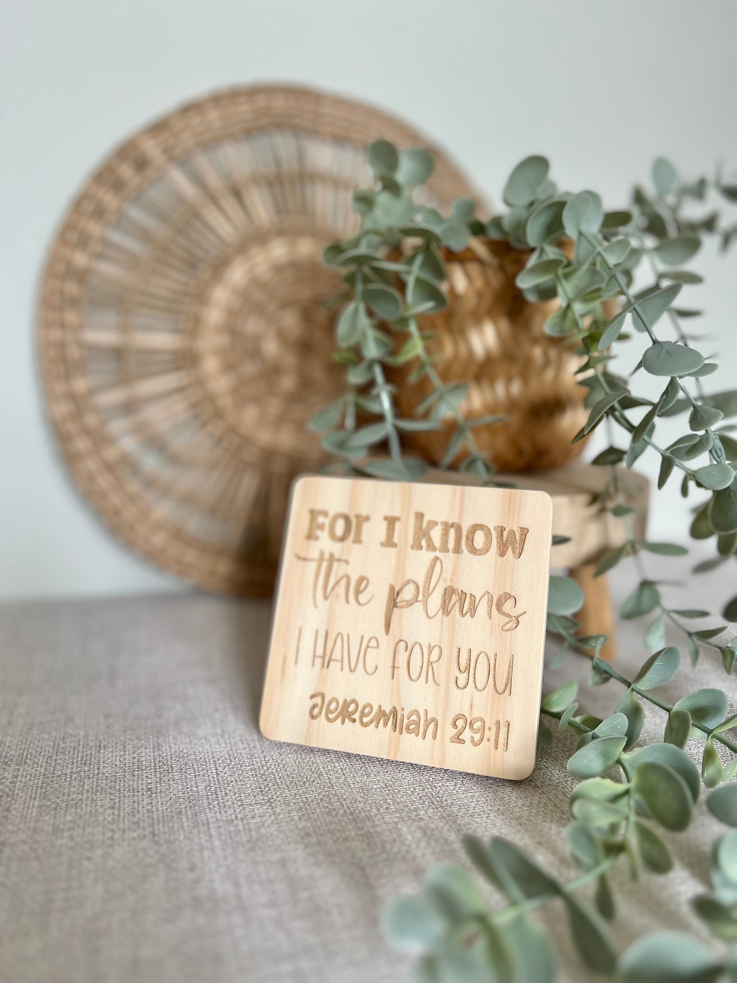 Jeremiah 29:11 engraved wooden coaster