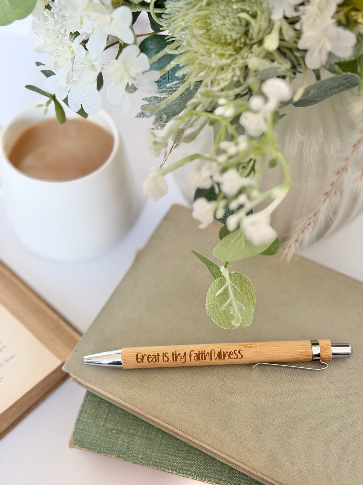Great is thy faithfulness engraved bamboo pen
