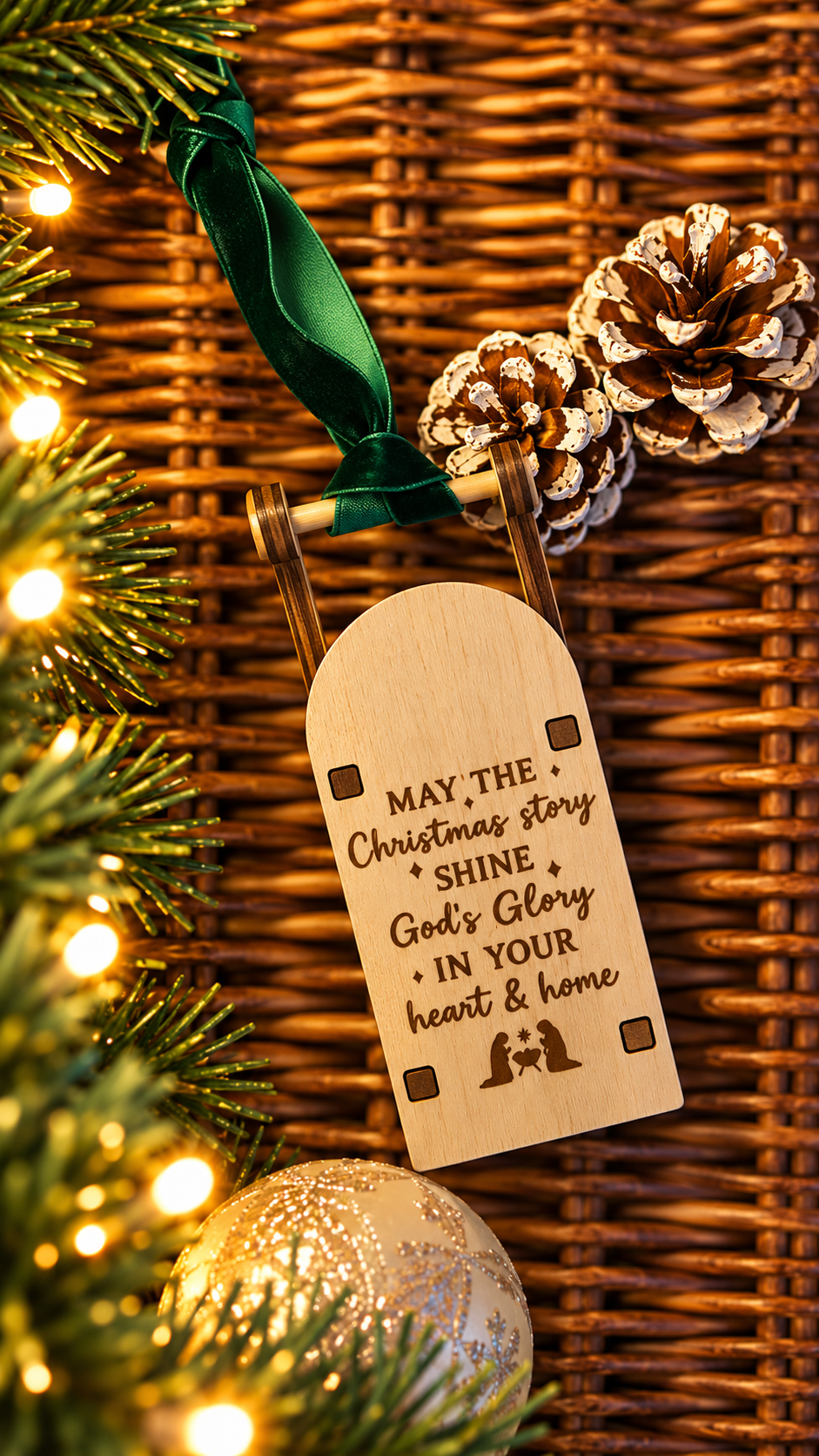 Wooden Sleigh Christmas Tree Decoration - choice of 16 designs