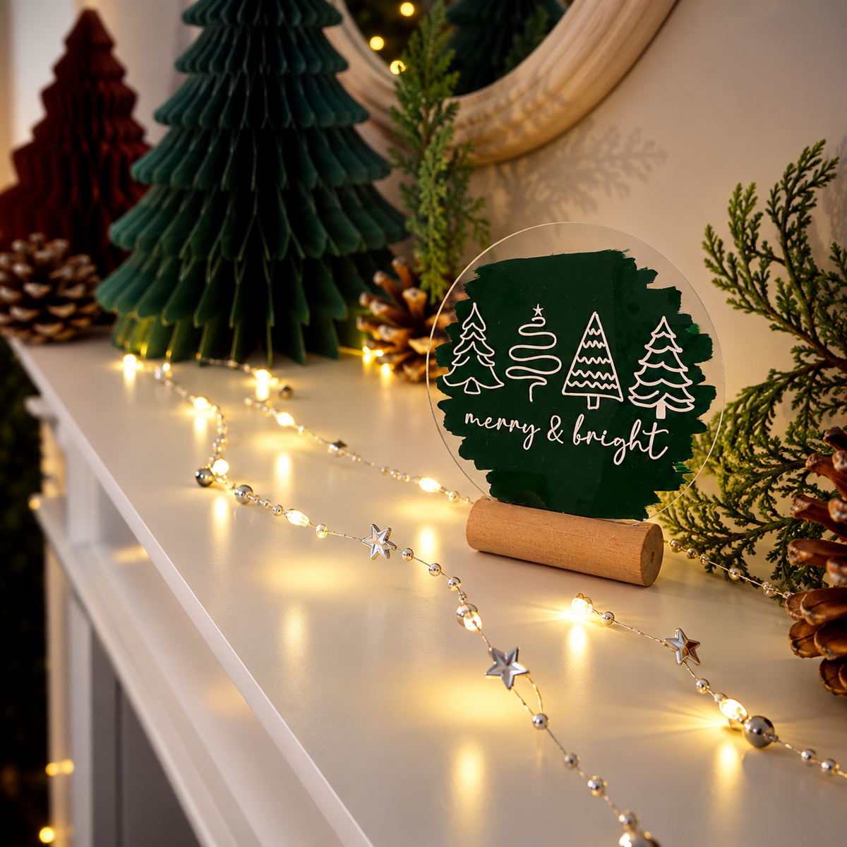 Merry & Bright Christmas Acrylic Plaque