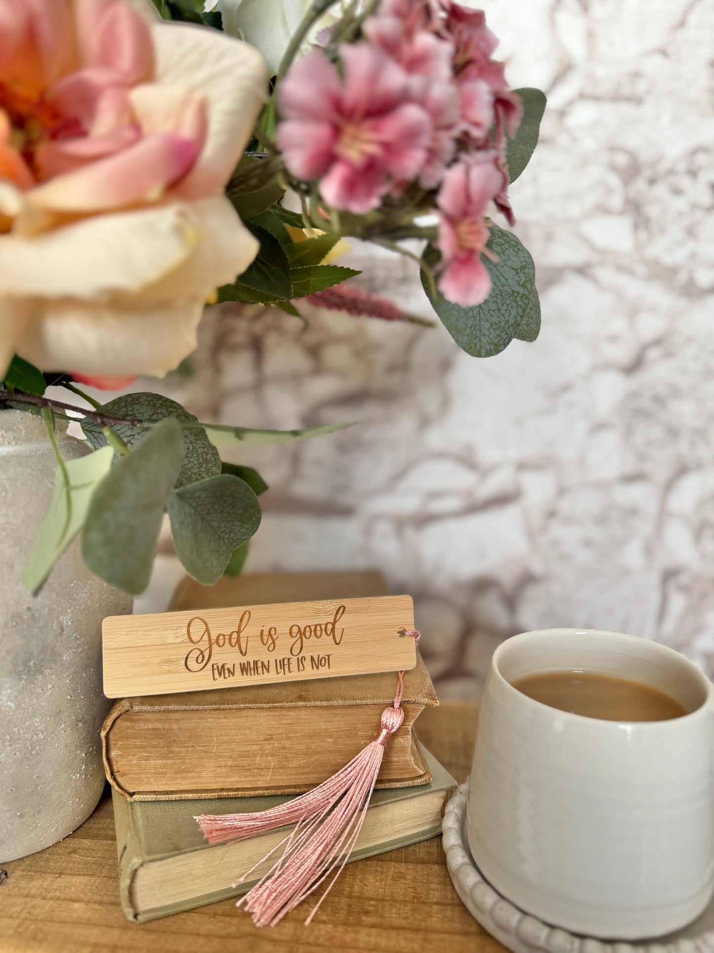 God is good wooden engraved bookmark