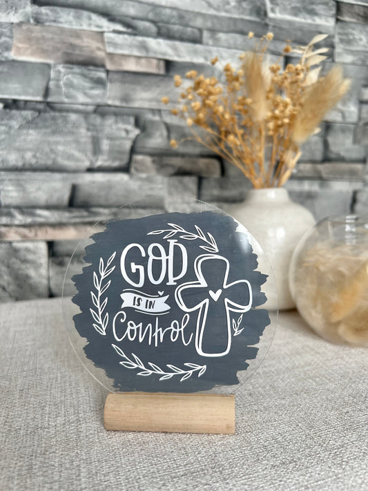 God is in control acrylic plaque