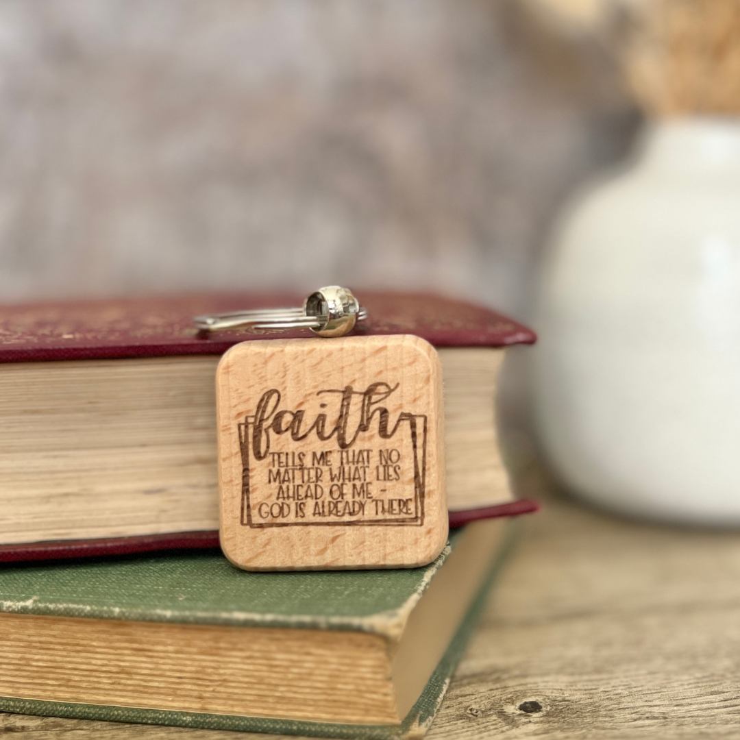 Faith engraved keyring