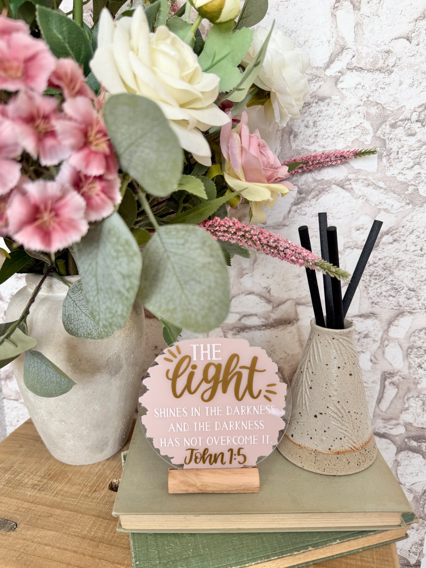 The light shines in the darkness acrylic plaque