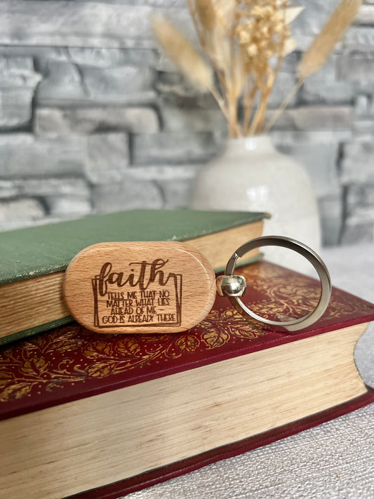 Faith engraved keyring