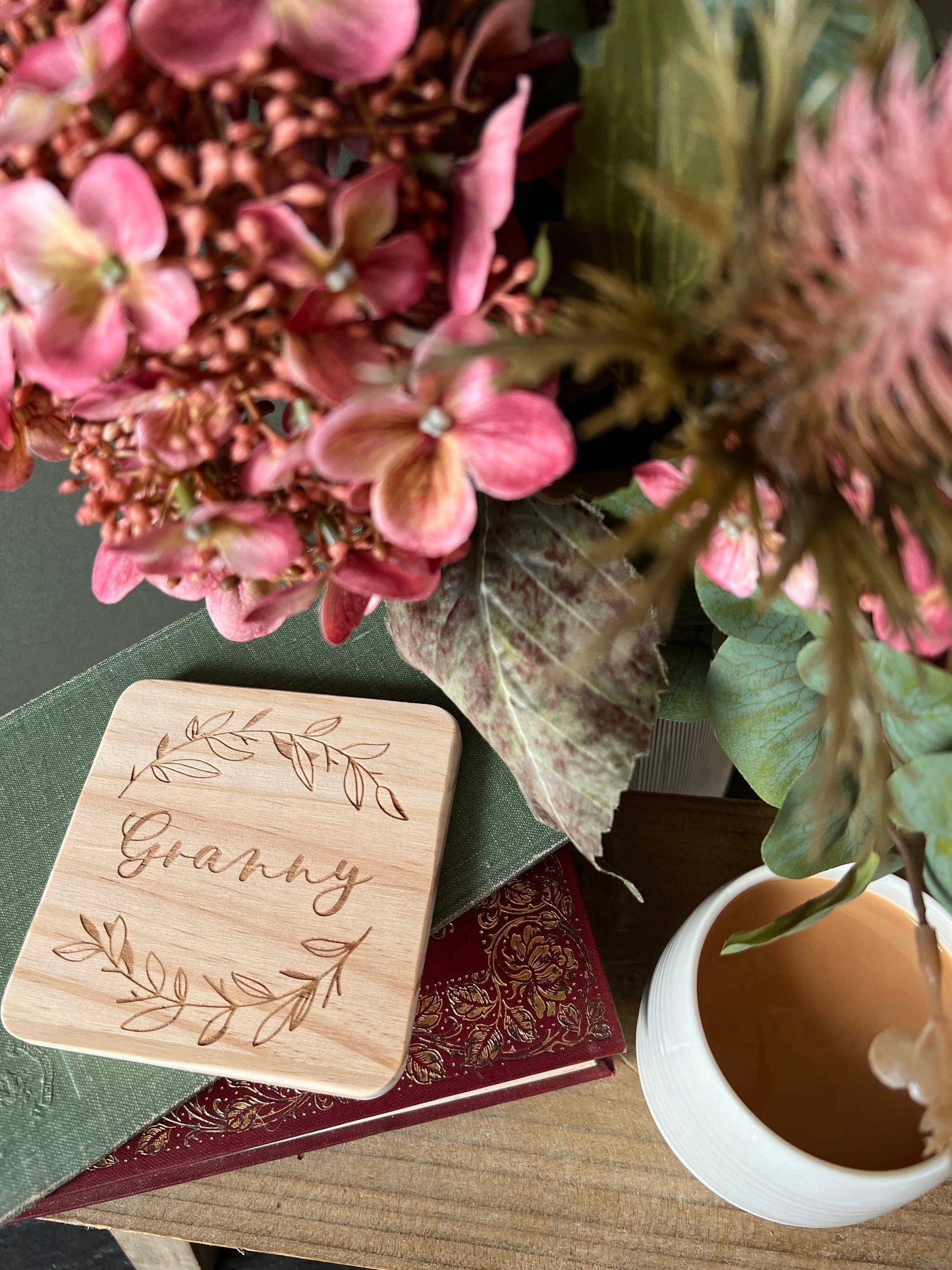 Granny engraved wooden coaster