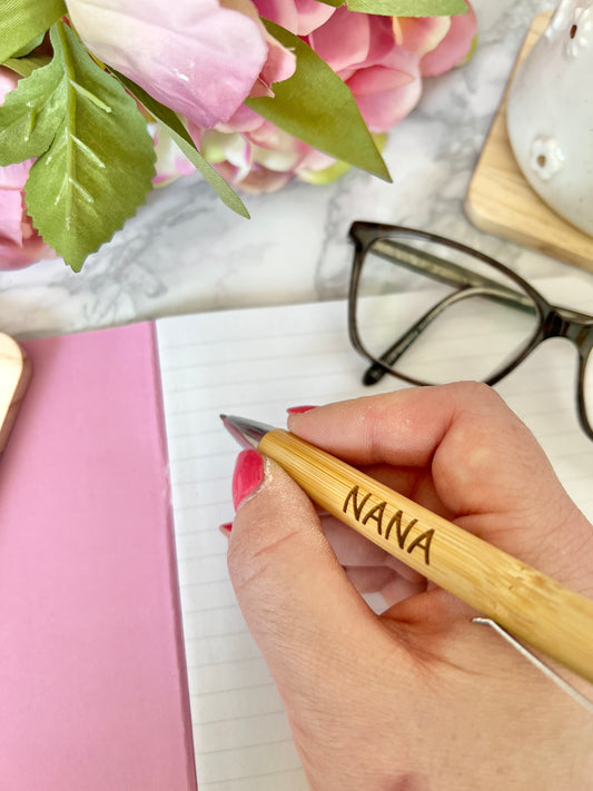 Nana engraved bamboo pen