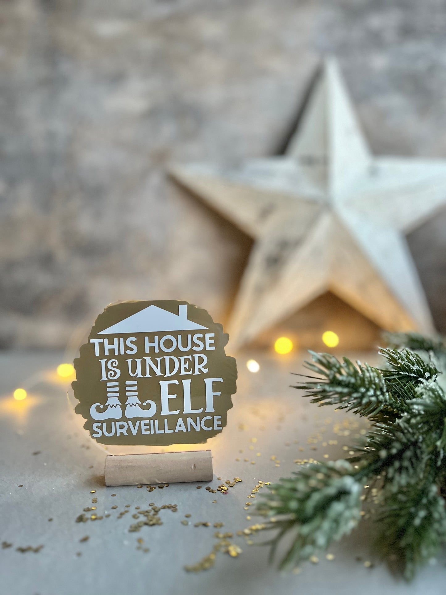 This house is under elf surveillance acrylic plaque