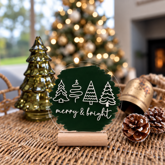 Merry & Bright Christmas Acrylic Plaque