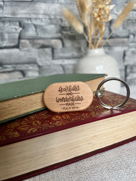Fearfully and wonderfully made engraved keyring