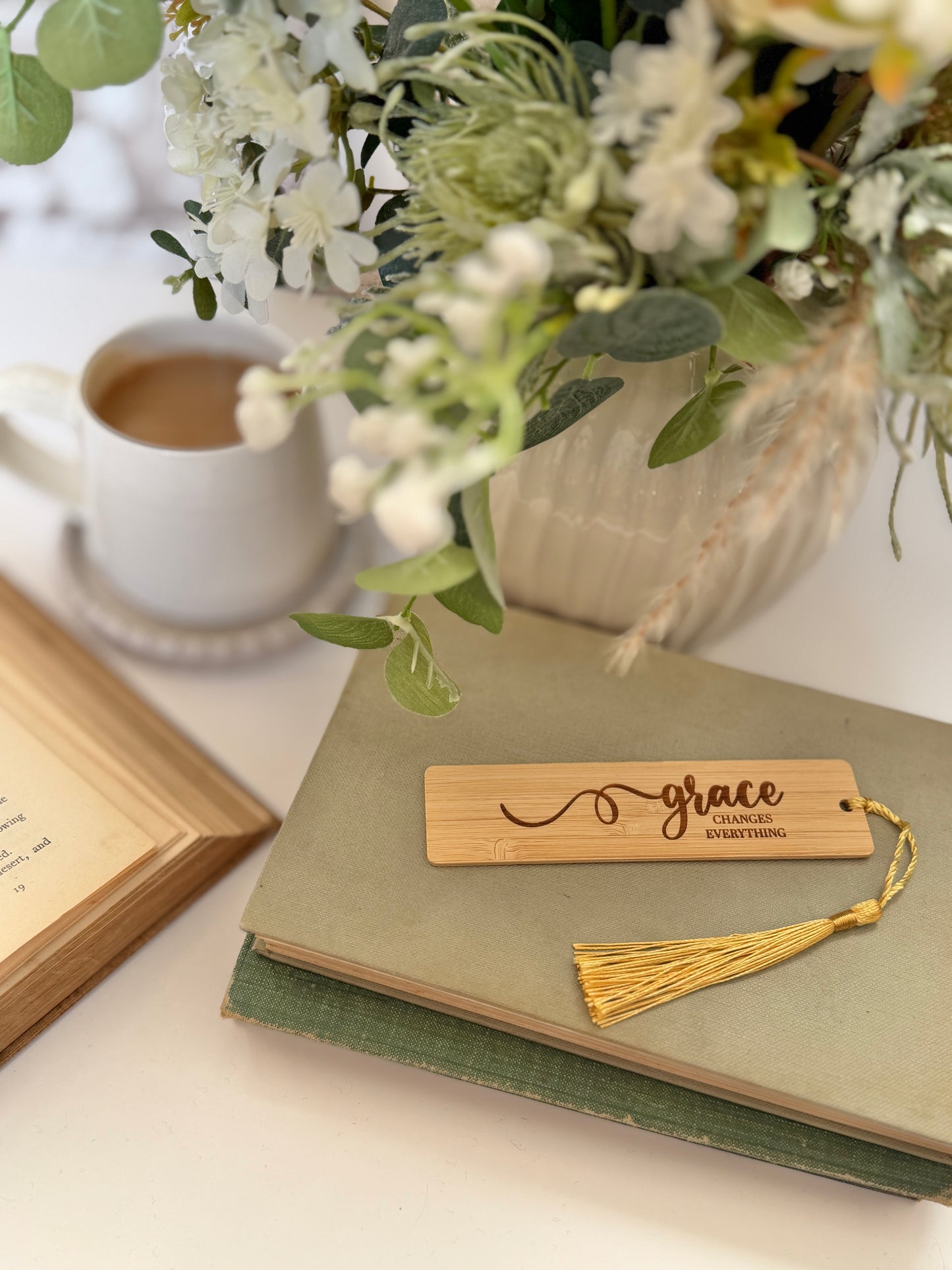 Grace changes everything wooden engraved bookmark