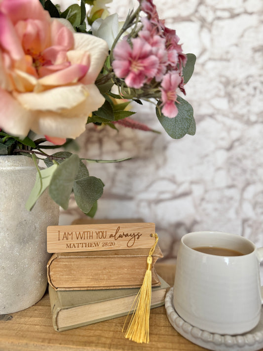I am with you always wooden engraved bookmark