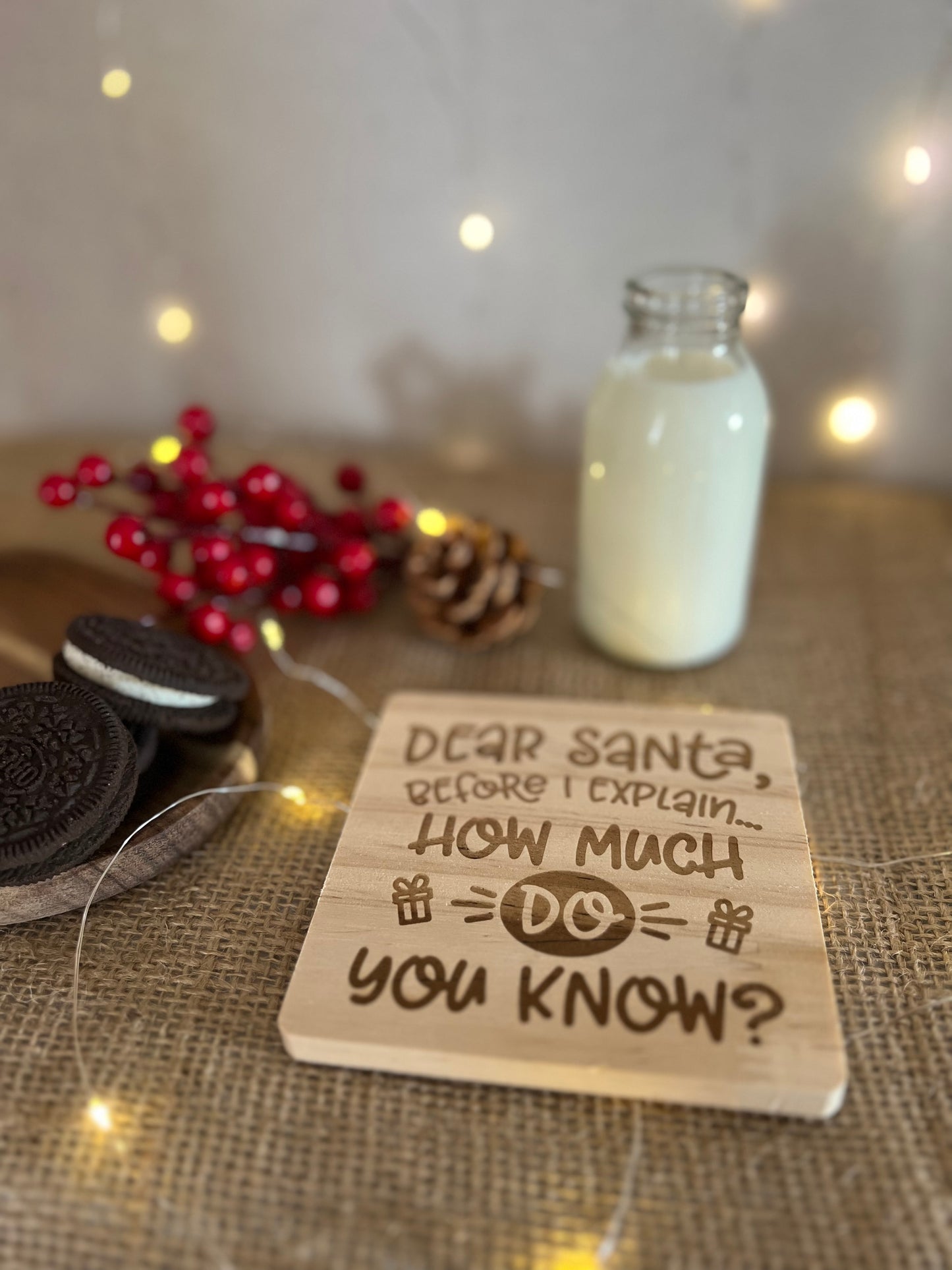 Dear Santa wooden engraved coaster