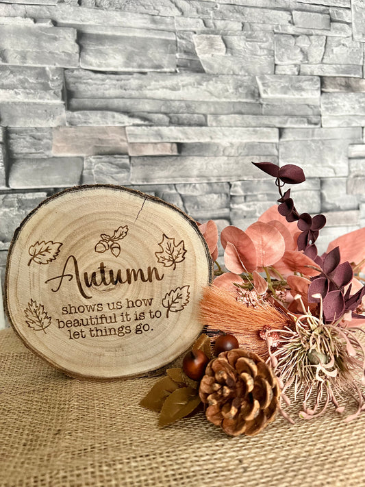 Autumn shows us how beautiful engraved wooden plaque